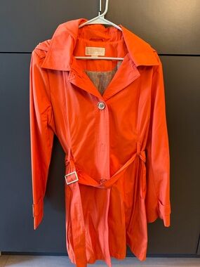 MICHAEL Michael Kors Bright Orange Belted Trench Coat